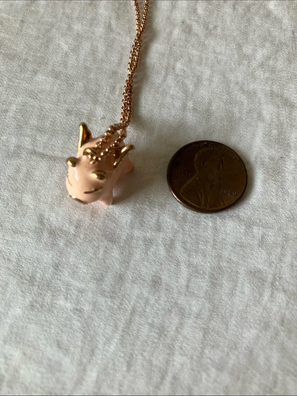 Kate Spade: Rose Gold Tone Pig “When Pigs Fly”Pendant Necklace- Dust Bag
